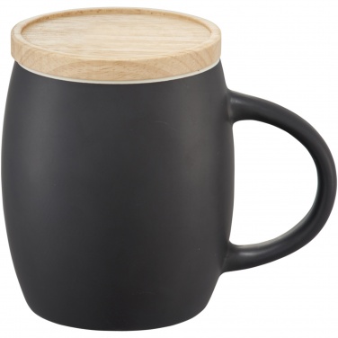 Logotrade Logogeschenke das Foto: Hearth 400 ml Keramiktasse mit Holz Untersetzer