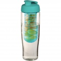 H2O Active® Tempo 700 ml Sportflasche mit Klappdeckel und Infusor, Transparent / Aquablau