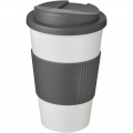 Americano® 350 ml Isolierbecher mit Schutzring & auslaufsicherem Schraubverschluss, Weiß / Grau