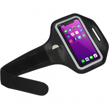 Logotrade Firmengeschenke das Foto: Haile reflektierendes Smartphone Armband mit transparenter Abdeckung