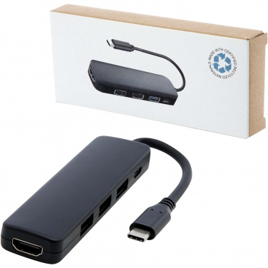 Logotrade Firmengeschenke das Foto: Loop Multimedia-Adapter aus recyceltem RCS Kunststoff USB 2.0-3.0 mit HDMI-Anschluss