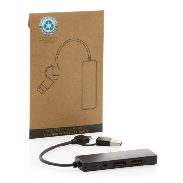 Logotrade Werbeartikel das Foto: RCS recycelter USB-Hub mit Dual-Input