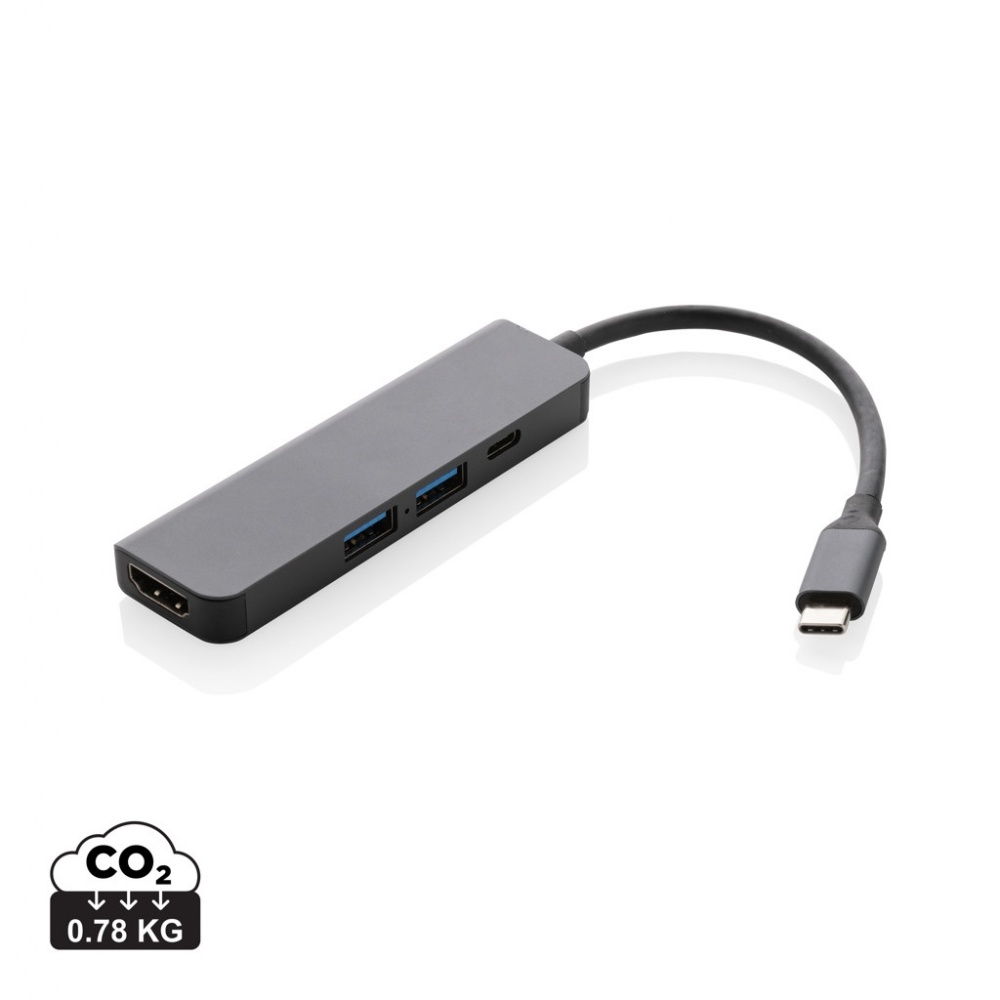 Logotrade Firmengeschenke das Foto: Terra Hub aus RCS recyceltem Aluminium mit HDMI-Input