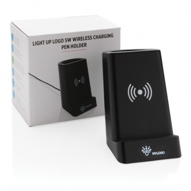 Logotrade Geschäftsgeschenke das Foto: Light Up Logo 5W Wireless Charging Stiftehalter