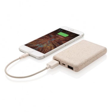 Logotrade Firmengeschenke das Foto: Weizenstroh 5.000 mAh Pocket Powerbank