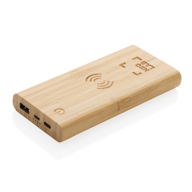 Logotrade Logogeschenke das Foto: 8.000mAh Bambus-Wireless-Powerbank