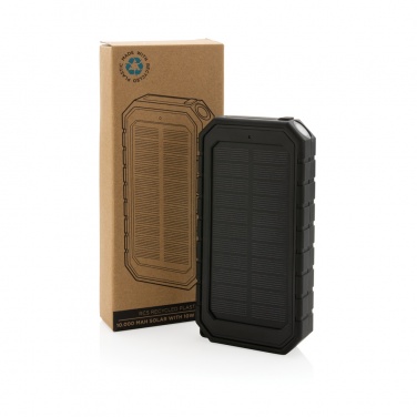 Logotrade Werbeartikel das Foto: 10.000 mAh Solar-Powerbank mit 10W Wireless aus RCS Plastik