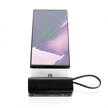 Logotrade Werbegeschenke das Foto: Powerlink 3000mah Powerbank aus RCS rPlastic mit USB-C Kabel