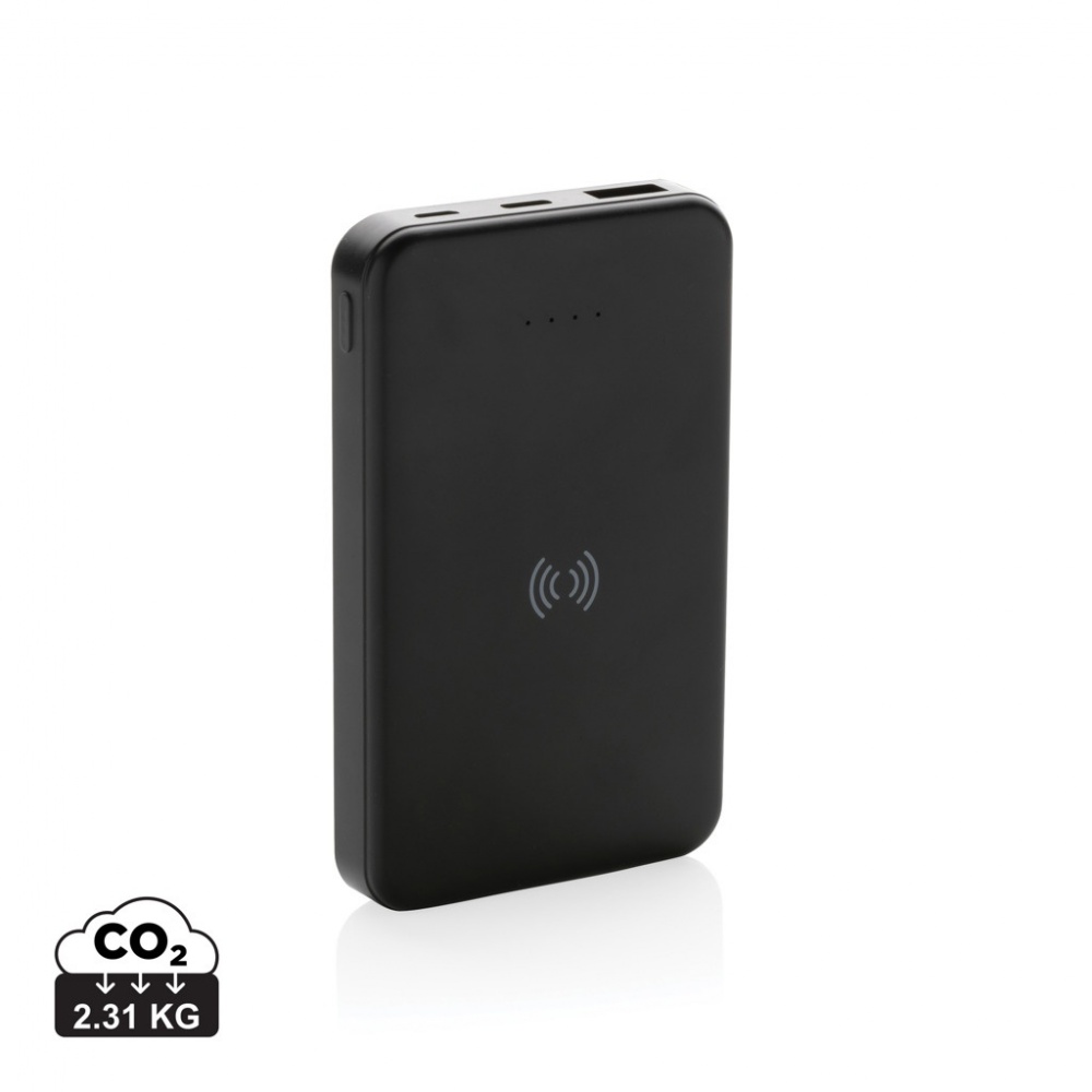 Logotrade Werbegeschenke das Foto: 5.000mAh 5W Wireless Powerbank aus RCS recyceltem Kunststoff