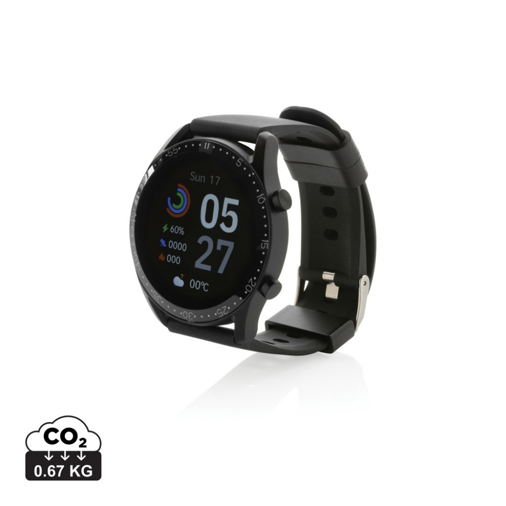 Logotrade Werbeartikel das Foto: Runde Fit Watch aus RCS recyceltem TPU