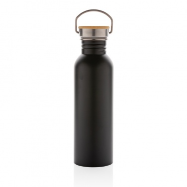 Logotrade Geschäftsgeschenke das Foto: Moderne Stainless-Steel Flasche mit Bambusdeckel