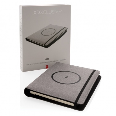 Logotrade Firmengeschenke das Foto: Air 5W Wireless Charging Notizbuch A5 mit 5000 mAh Powerbank