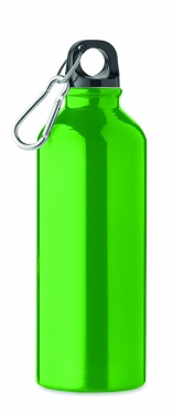 Logotrade werbemittel das Foto: Einwandige 500-ml-Wasserflasche aus recyceltem Aluminium mit Karabiner