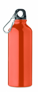 Logotrade Firmengeschenke das Foto: Einwandige 500-ml-Wasserflasche aus recyceltem Aluminium mit Karabiner