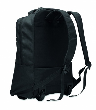 Logotrade Werbegeschenke das Foto: Ein tragbarer Rucksack-Trolley mit Rädern, hergestellt aus 600D RPET-Polyester.