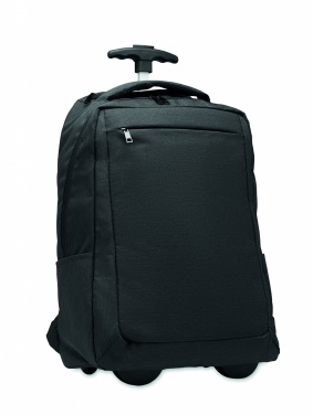 Logotrade Logogeschenke das Foto: Ein tragbarer Rucksack-Trolley mit Rädern, hergestellt aus 600D RPET-Polyester.