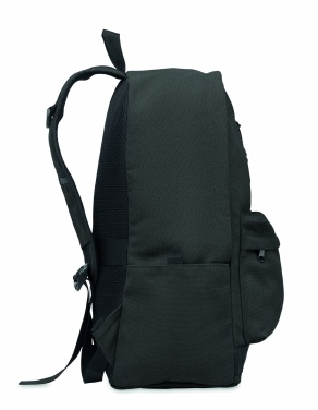 Logotrade Geschäftsgeschenke das Foto: Ein 15-Zoll-Laptop-Rucksack aus recycelter Pre-Consumer-Baumwolle mit individuell anpassbarem Druck