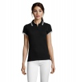 PASADENA Damen Polo 200g, Schwarz/Weiß