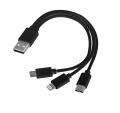 3-in-1-USB-Kabel Typ C + Micro-USB + Lightning, Schwarz