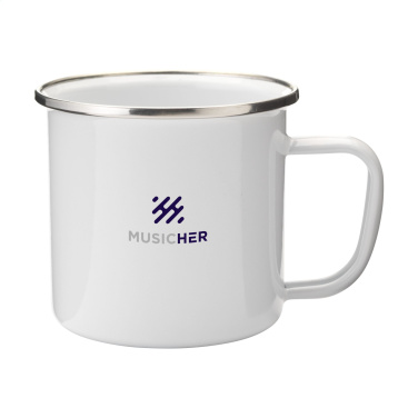 Logotrade Logogeschenke das Foto: Retro Silber Emaille Tasse 350 ml