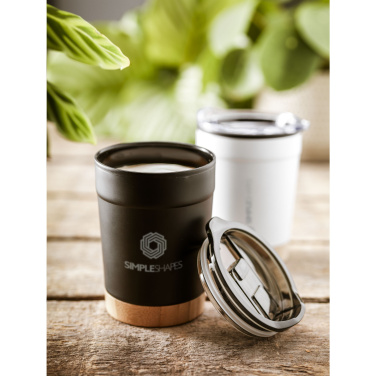 Logotrade Werbeartikel das Foto: Kobe Bamboo RCS Kaffeetasse aus recyceltem Stahl, 350 ml