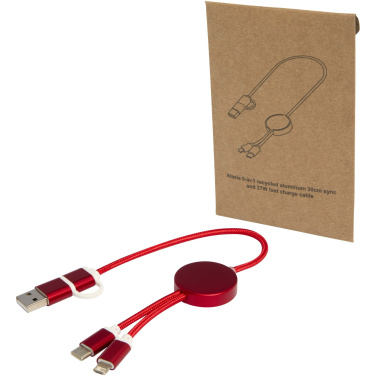 Logotrade Firmengeschenke das Foto: Alasia 30 cm 5-in-1 Kabel aus recyceltem Kunststoff für Datenübertragung und 27W Schnellladung