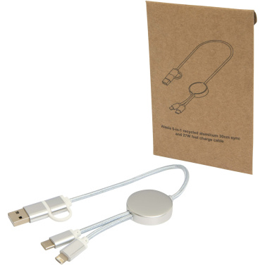 Logotrade Geschäftsgeschenke das Foto: Alasia 30 cm 5-in-1 Kabel aus recyceltem Kunststoff für Datenübertragung und 27W Schnellladung