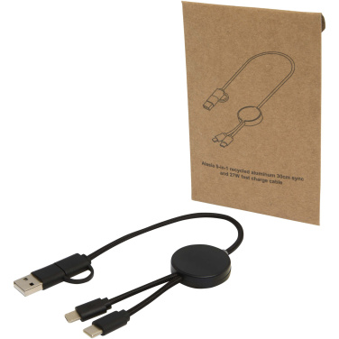 Logotrade Werbegeschenke das Foto: Citala 30 cm 5-in-1 Kabel aus recyceltem Kunststoff für Datenübertragung und 27W Schnellladung