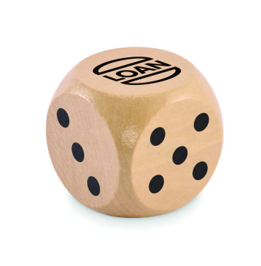 Logotrade Geschäftsgeschenke das Foto: Spielwürfel Schima-Holz Ø 5cm