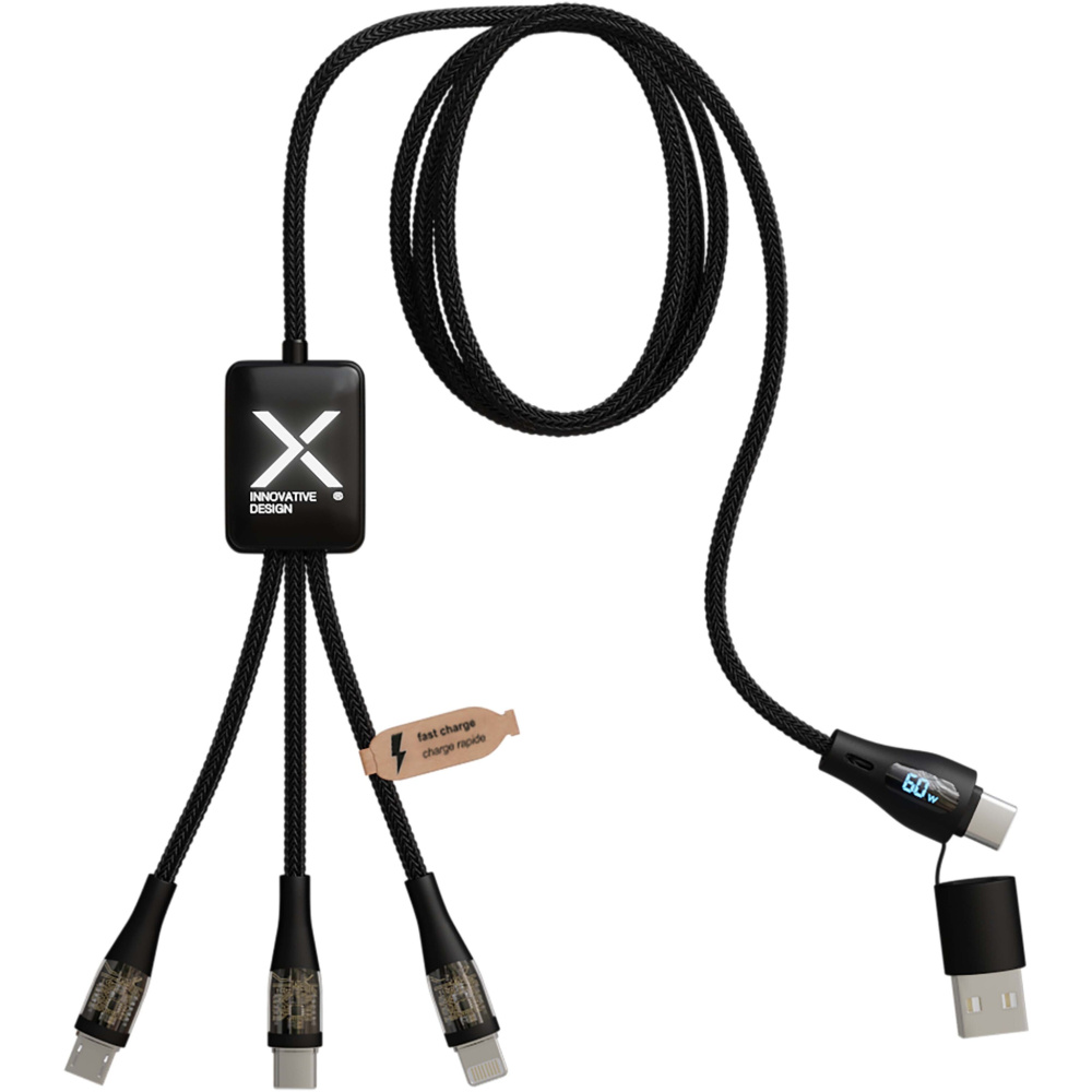 Logotrade Logogeschenke das Foto: SCX.design C51 60W 5 in 1 Schnellladekabel aus rPET mit Display
