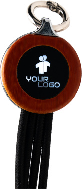 Logotrade Logogeschenke das Foto: 4-in-1-Kabel mit elighted-Logo im Holzgehäuse