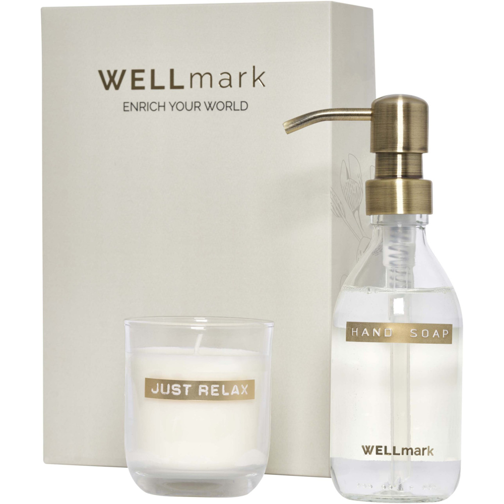 Logotrade werbemittel das Foto: Wellmark Discovery 250 ml Handseifenspender und 150 g Duftkerze im Set