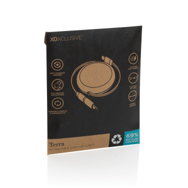 Logotrade Geschäftsgeschenke das Foto: Terra ausziehbares 240W 2-in-1 Kabel aus RCS rec. Aluminium