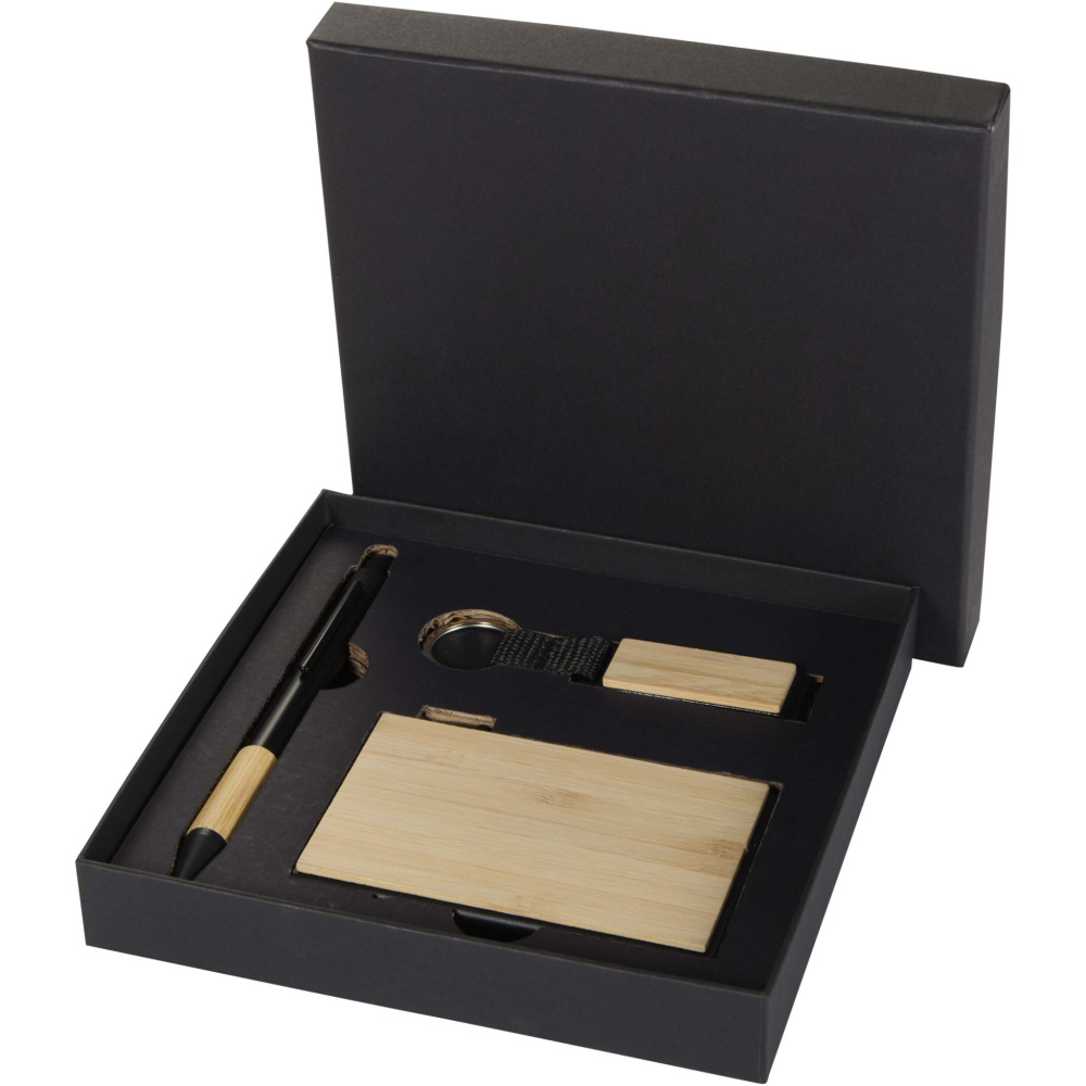 Logotrade werbemittel das Foto: Minka Set mit Kugelschreiber aus RCS Recycling-Aluminium, Schlüsselanhänger und RFID-Kartenhalter