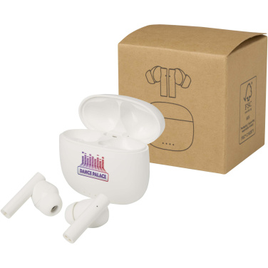 Logotrade Werbeartikel das Foto: Alterf True Wireless Bluetooth® Headset aus recyceltem Kunststoff mit Silikon-Ohrstöpseln