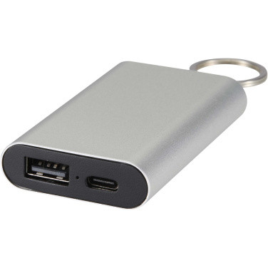 Logotrade Geschäftsgeschenke das Foto: Arcturus 2000 mAh Powerbank aus recyceltem Aluminium mit Schlüsselanhänger
