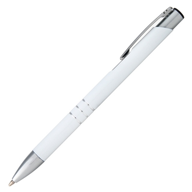 Logo trade advertising product photo of: Metal ball pen 'Ascot'  color white