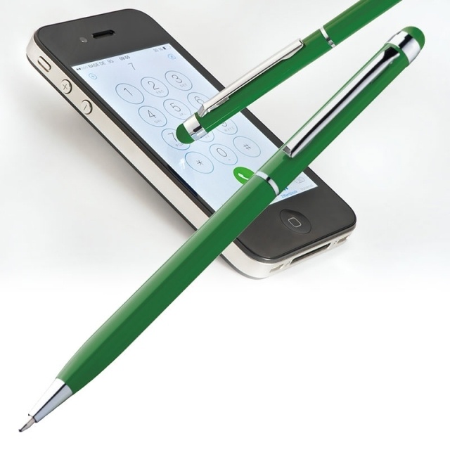 Logotrade promotional giveaway picture of: Ball pen with touch pen 'New Orleans'  color green