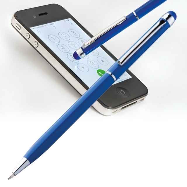 Logo trade promotional giveaway photo of: Ball pen with touch pen 'New Orleans'  color blue