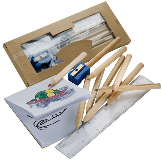 Logotrade promotional merchandise picture of: Drawing set for kids 'Little Picasso',  color brown