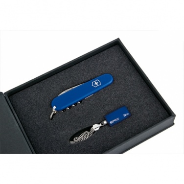 Logo trade corporate gift photo of: Elegant giftset in blue colour  8GB	color blue