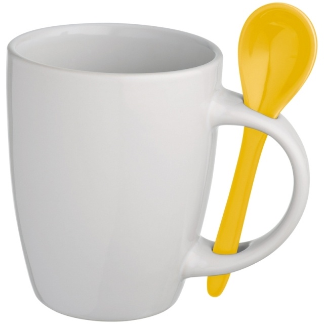 Logo trade advertising products picture of: Mug with spoon Bellevue, white