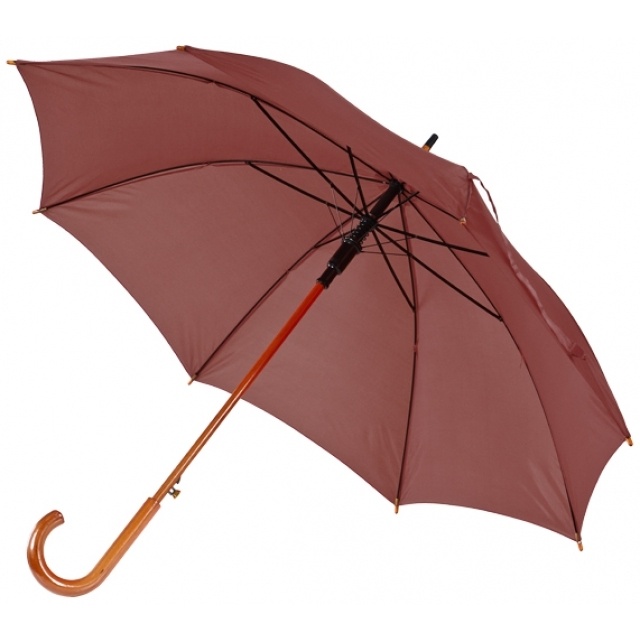 Logo trade advertising products picture of: Wooden automatic umbrella NANCY, colour burgunde