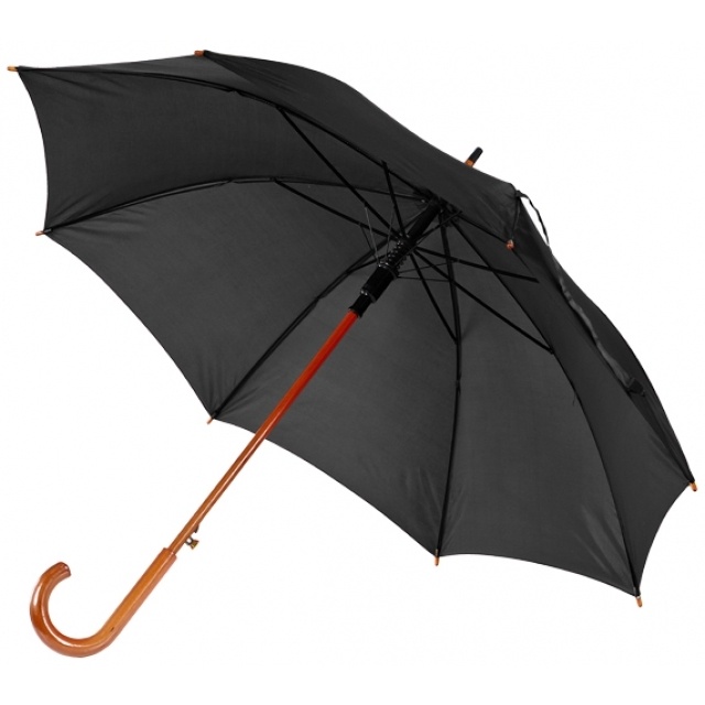 Logo trade promotional products image of: Wooden umbrella NANCY, black