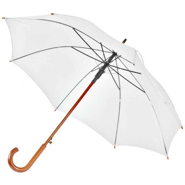 Logotrade corporate gift picture of: Wooden automatic umbrella NANCY  color white