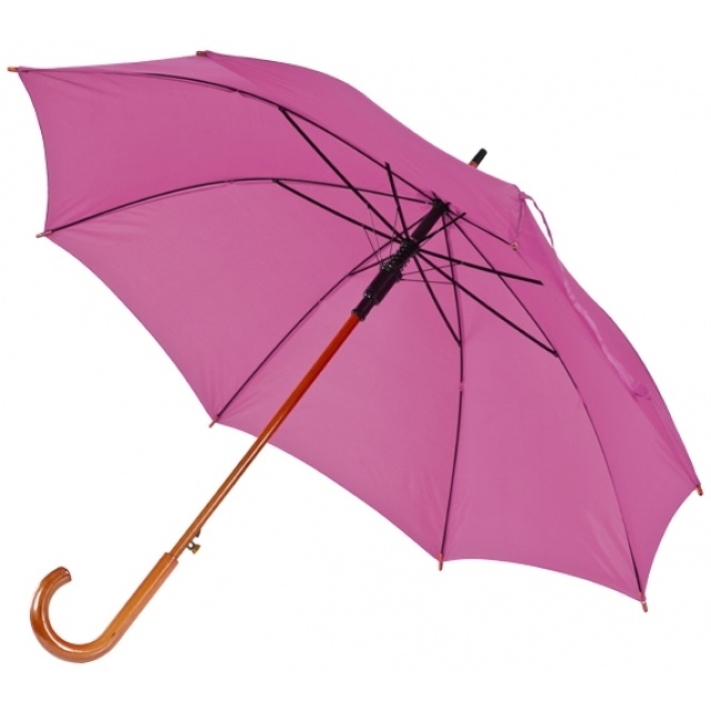 Logo trade business gifts image of: Wooden automatic umbrella NANCY  color pink