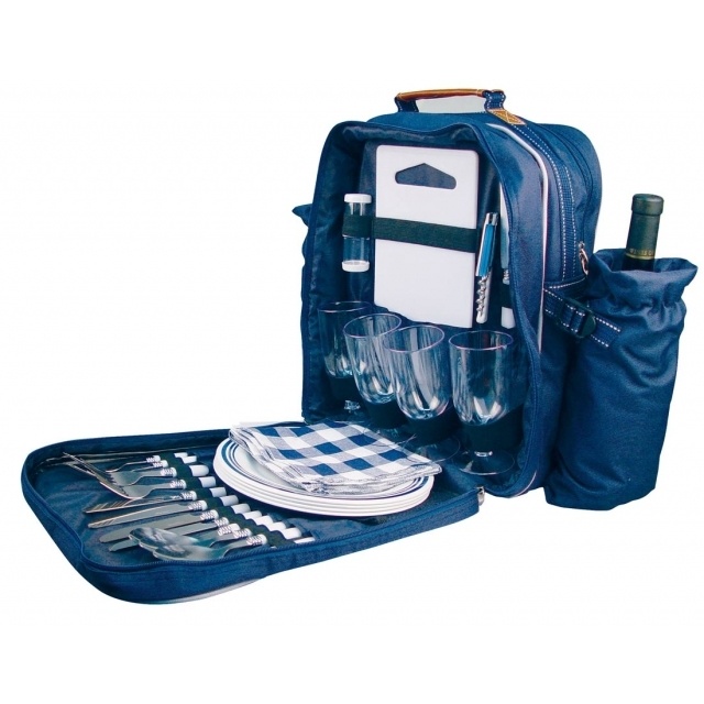 Logo trade promotional giveaway photo of: High-class picnic backpack 'Virginia'  color blue