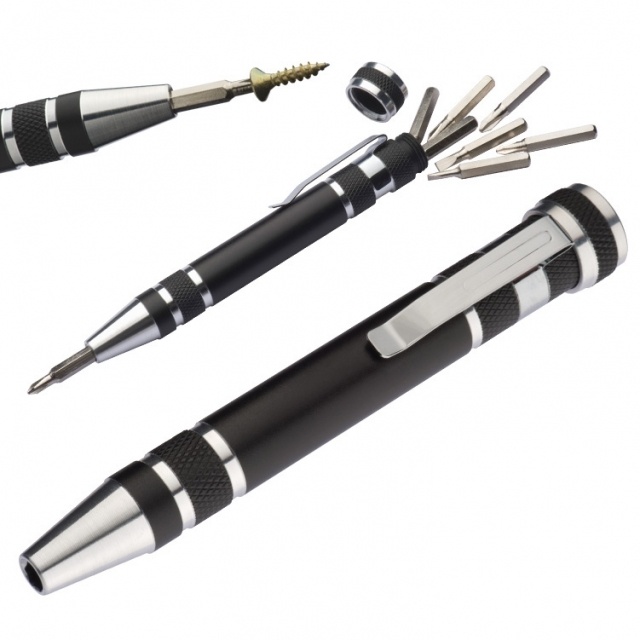 Logotrade promotional giveaway image of: Meta screwdriver set 'Corleone', black