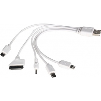 Logo trade corporate gifts image of: Power bank USB cable 5-in-1, white