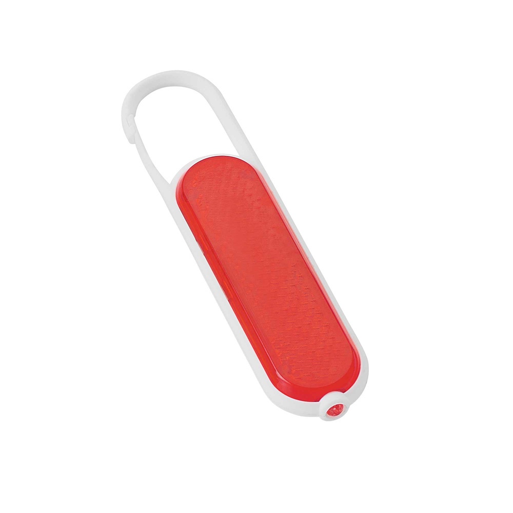 Logotrade business gift image of: Plastic safety reflector with carabiner and light, red